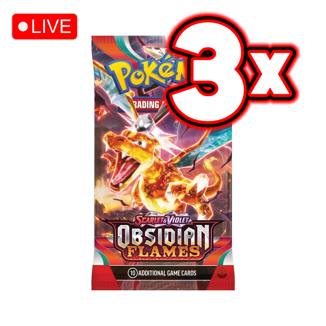 Obsidian Flames 3x Booster Pack Bundle - LIVE BREAK