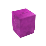 Squire 100+ XL Convertible Deck Box | Card Storage Box with Removable Cover Clips | Holds 100 Double-Sleeved Cards in Extra Thick Inner Card Sleeves | Purple Color | Made by Gamegenic