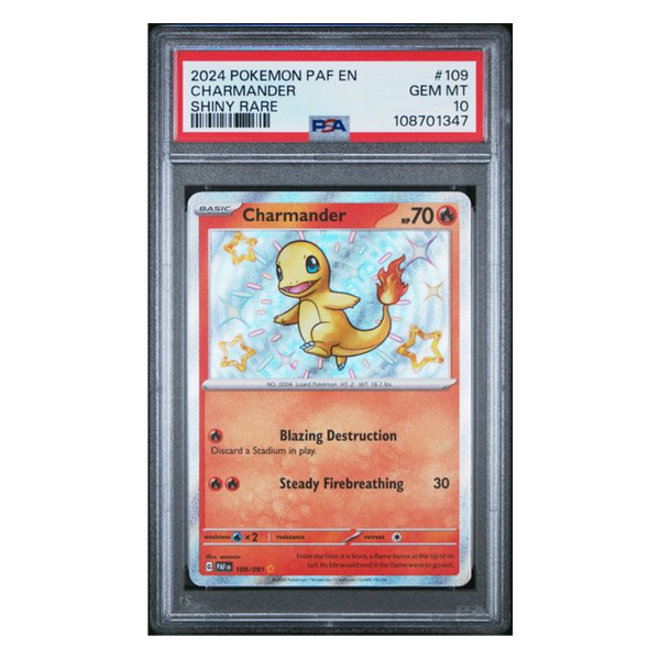 Charmander Shiny Rare Paldean Fates #109 PSA 10 Charmander Shiny Rare Paldean Fates #109 PSA 10