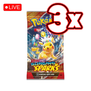 Surging Sparks 3x Booster Pack Bundle - LIVE BREAK