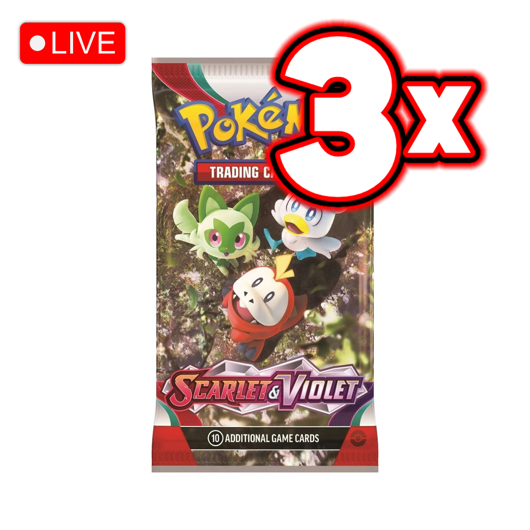 Scarlet & Violet Base Set 3x Booster Pack Bundle - LIVE BREAK