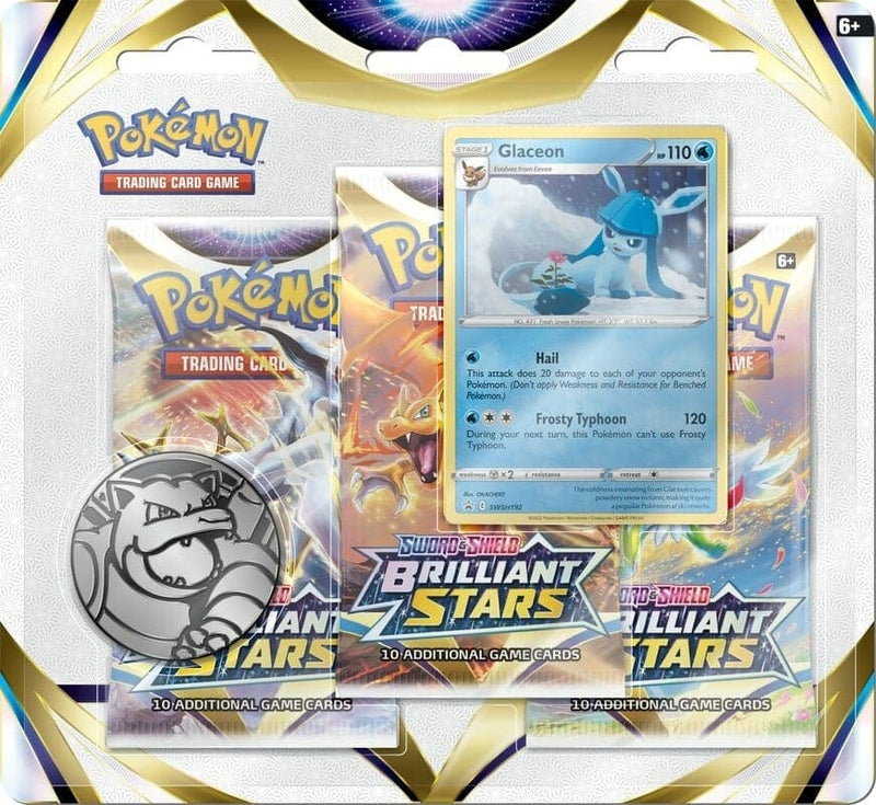 Sword & Shield: Brilliant Stars - 3-Pack Blister (Glaceon) (PRE-ORDER Ships 2/25) - Poke-Collect