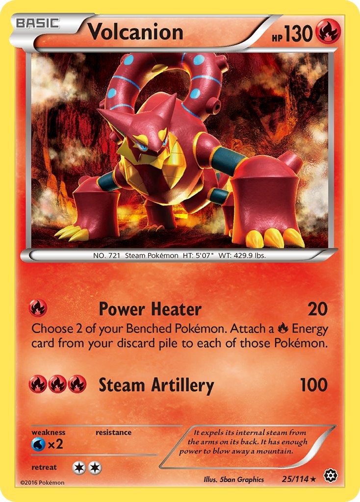 Volcanion (25/114) (Cracked Ice Holo) (Theme Deck Exclusive) [XY: Steam Siege] - Poke-Collect