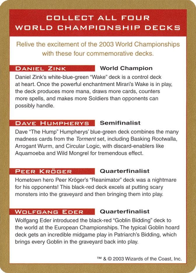 2003 World Championships Ad [World Championship Decks 2003] - Poke-Collect