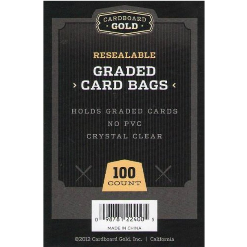 100 Cardboard Gold Graded Card Bags (Fits PSA, BGS, CGC) - Poke-Collect